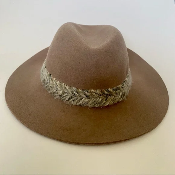 Zara Accessories 100% Wool Fedora Hat Woven Detail - Picture 2 of 6